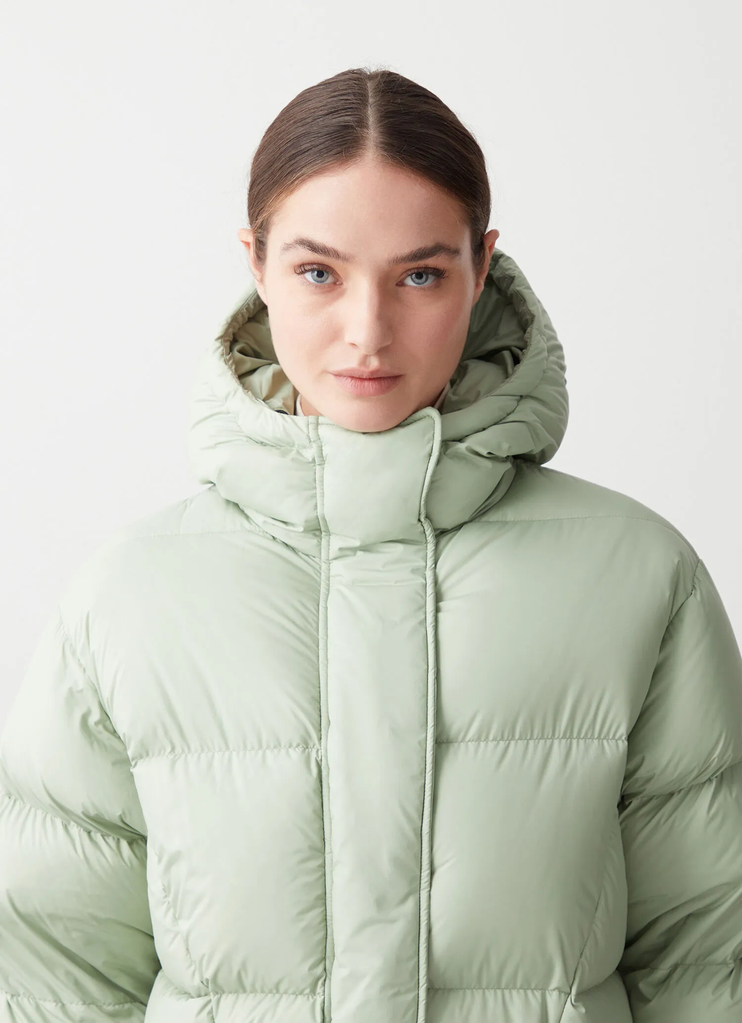 Oversized down jacket with hood-