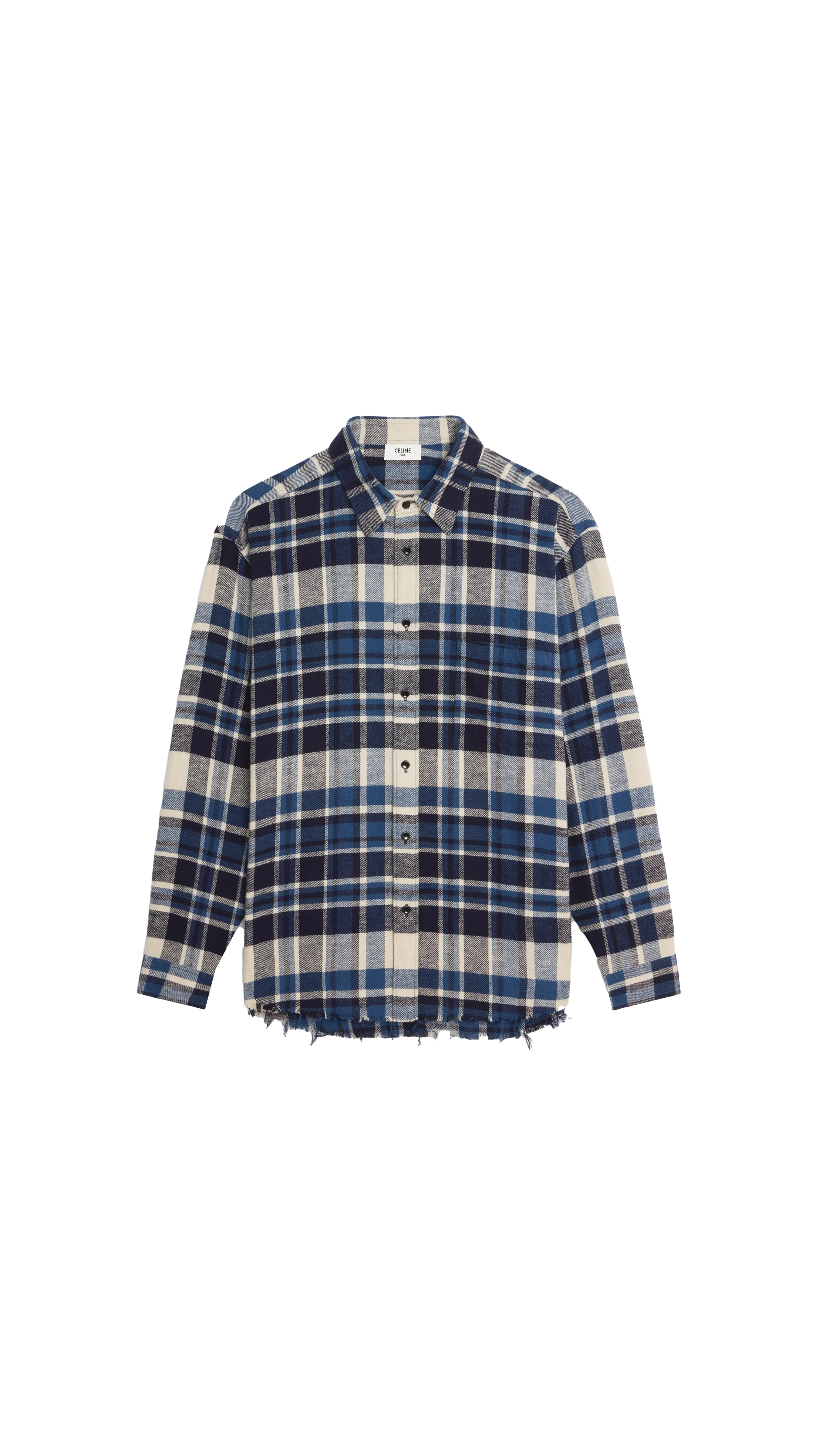 Oversized Shirt In Checked Cotton - Craie//Marine