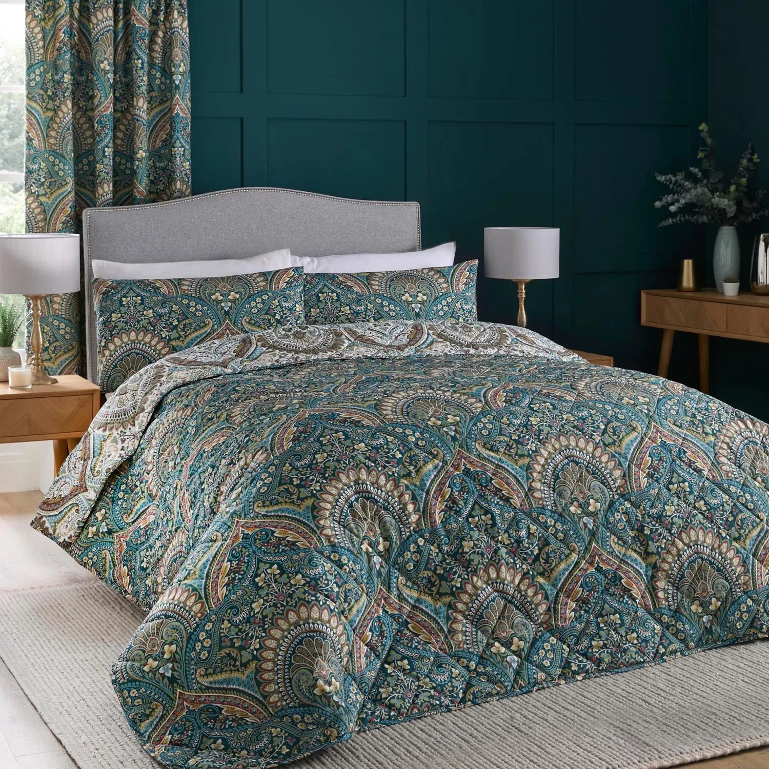 Palace Paisley Duvet Cover Set - Teal