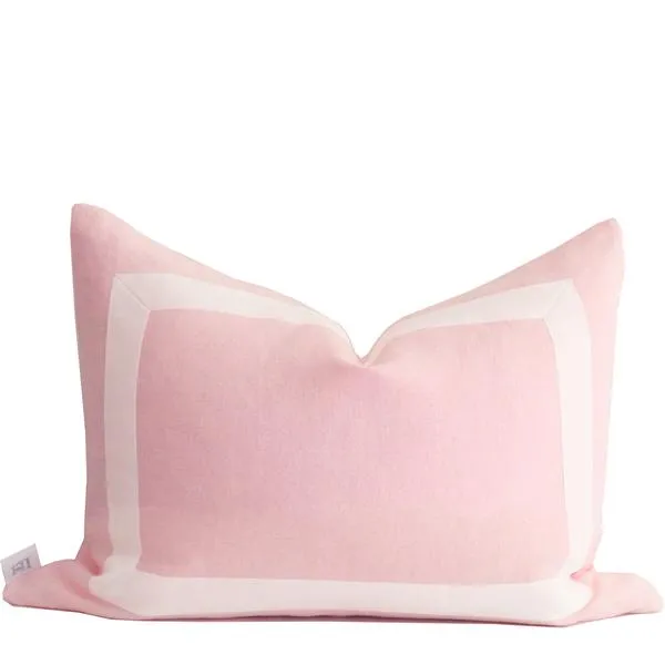 Pink Cushion Cover White Ribbon Trim Pink