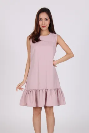 Pinstripes Sleeveless Drop Waist Dress in Pink