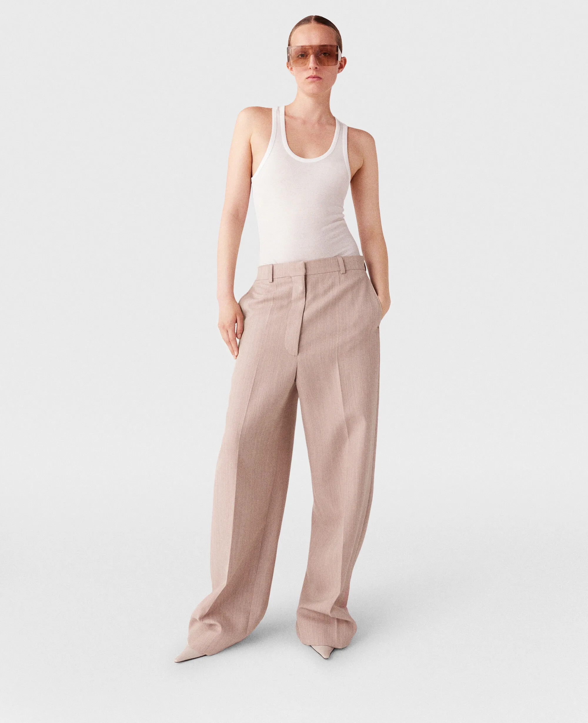 Pleated Low-Rise Pants 