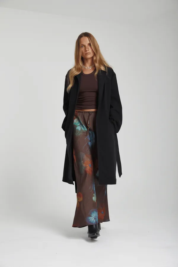 Relaxed Maxi Skirt Pansy Drip