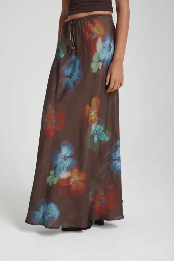 Relaxed Maxi Skirt Pansy Drip