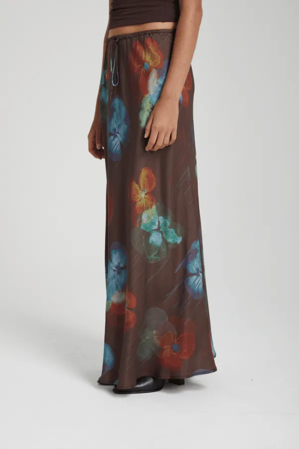 Relaxed Maxi Skirt Pansy Drip