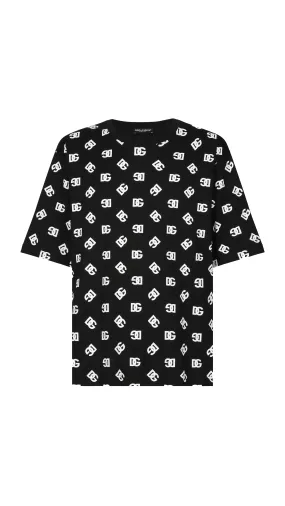 Short-sleeved Cotton T-shirt With Dg Monogram - Black\White