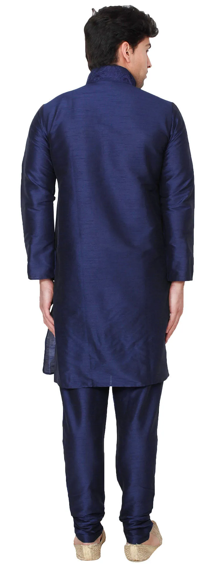 Silk Embroidered Mens Kurta Pajama India Clothing (Blue)