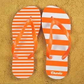 Striped Personalised Flip Flops in Orange