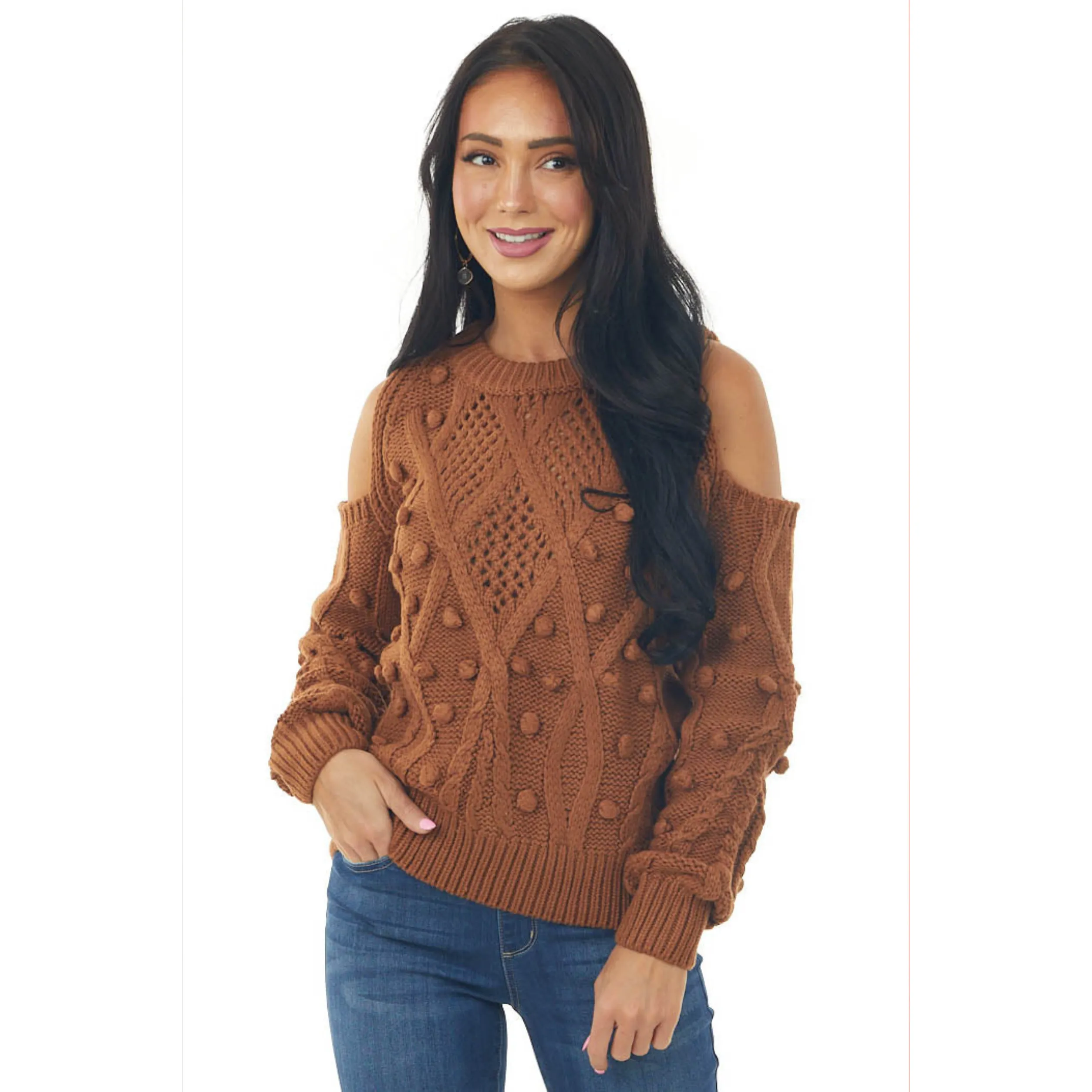 Sweet Caramel Cold Shoulder Sweater *Final Sale*