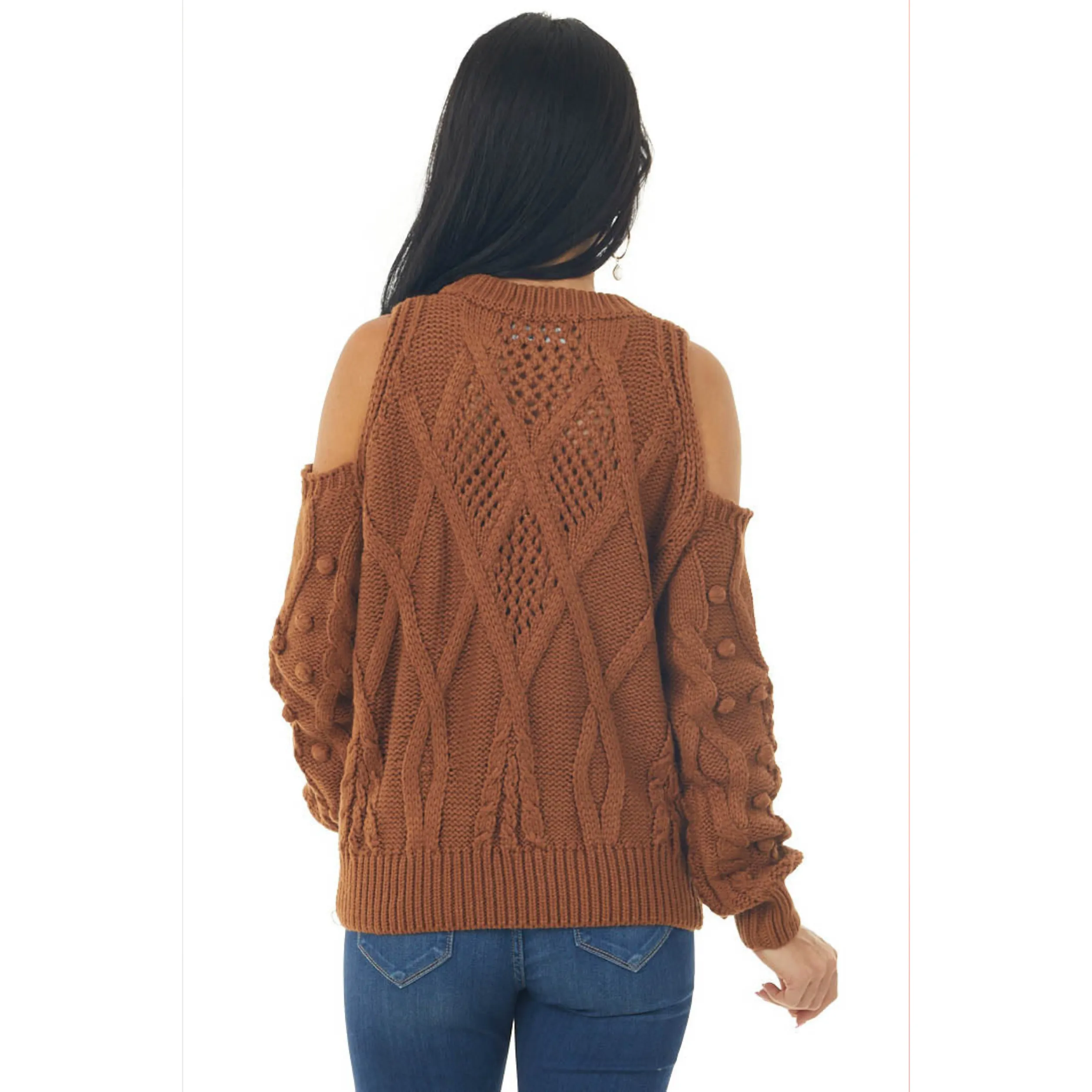 Sweet Caramel Cold Shoulder Sweater *Final Sale*