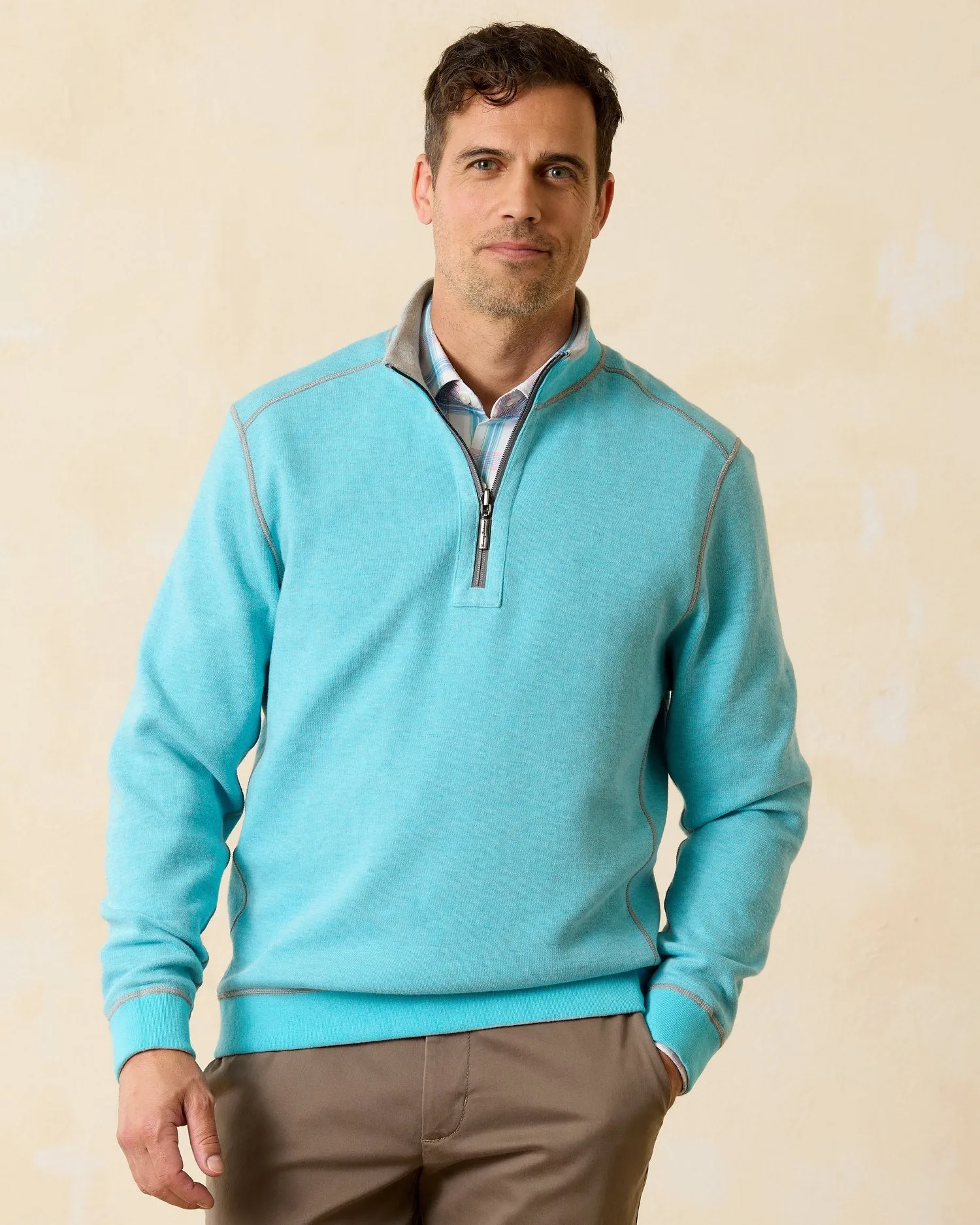 Tommy Bahama Flip Coast Half Zip Baja Shark Heather