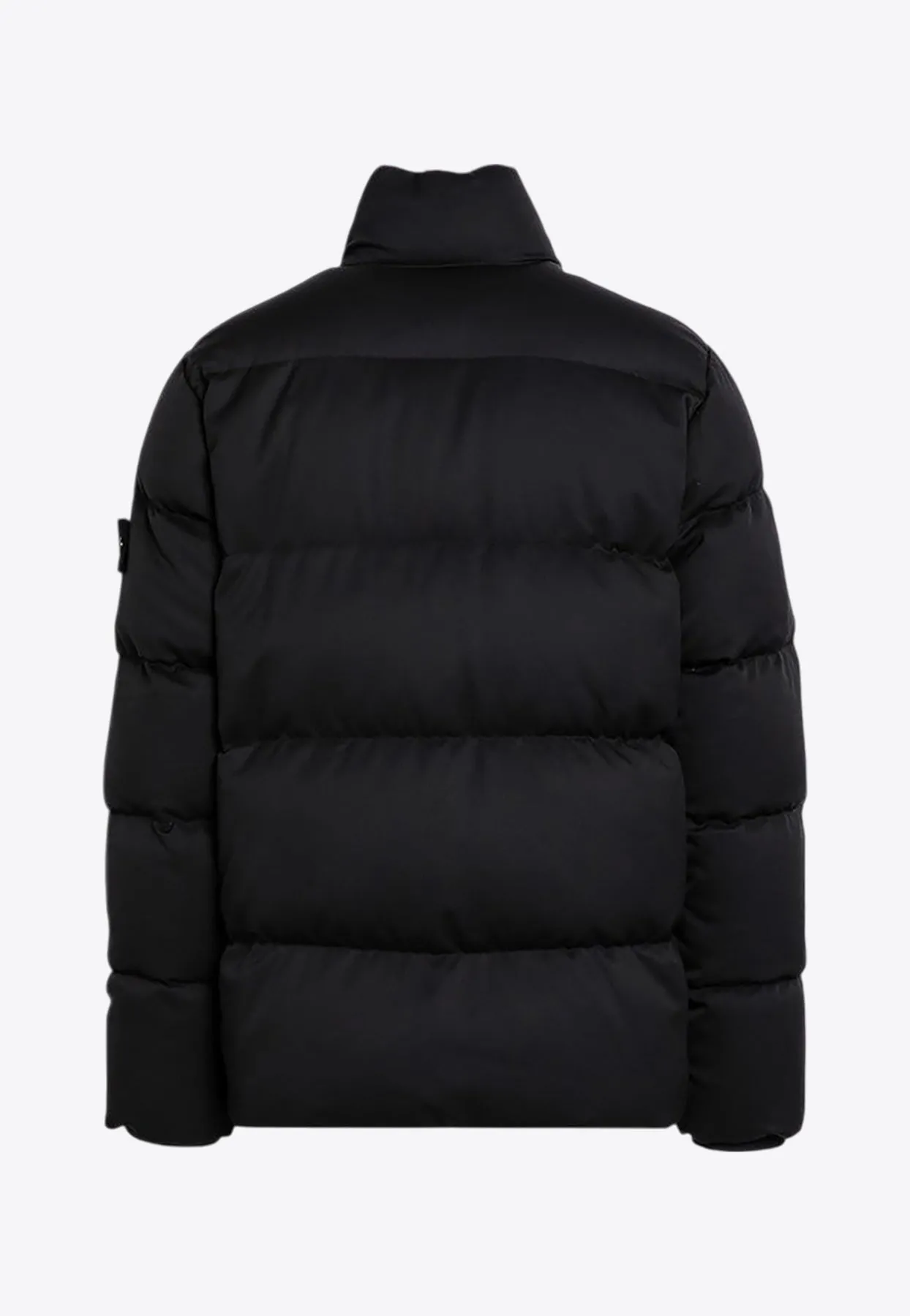 Twill Wool Zip-Up Down Jacket