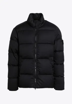 Twill Wool Zip-Up Down Jacket