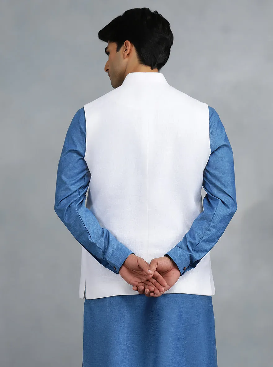 White Solid Regular Fit Modi Jacket | JadeBlue