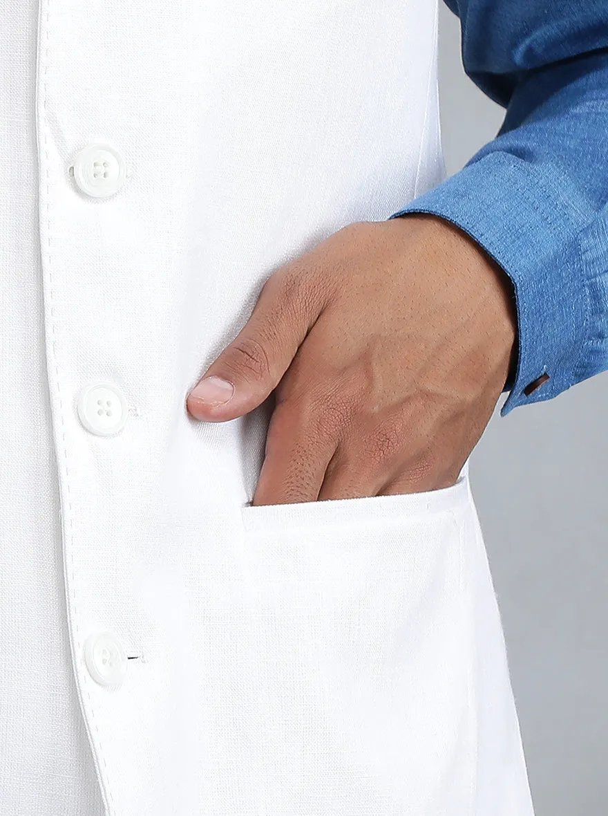 White Solid Regular Fit Modi Jacket | JadeBlue