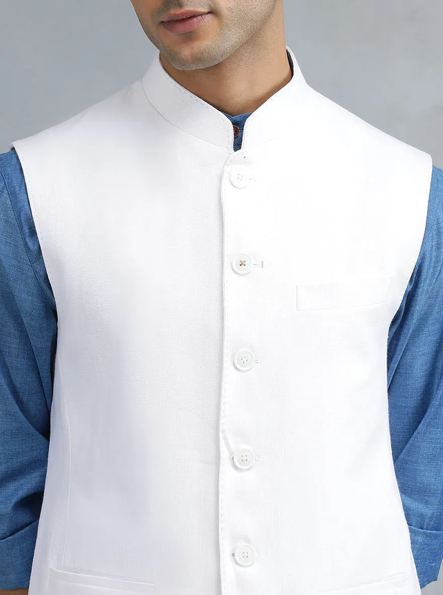 White Solid Regular Fit Modi Jacket | JadeBlue