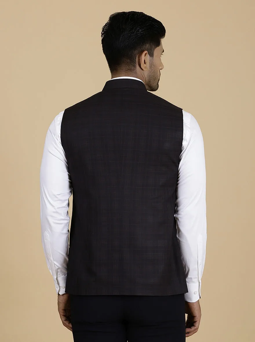 Wine Checked Regular Fit Modi Jacket | JadeBlue