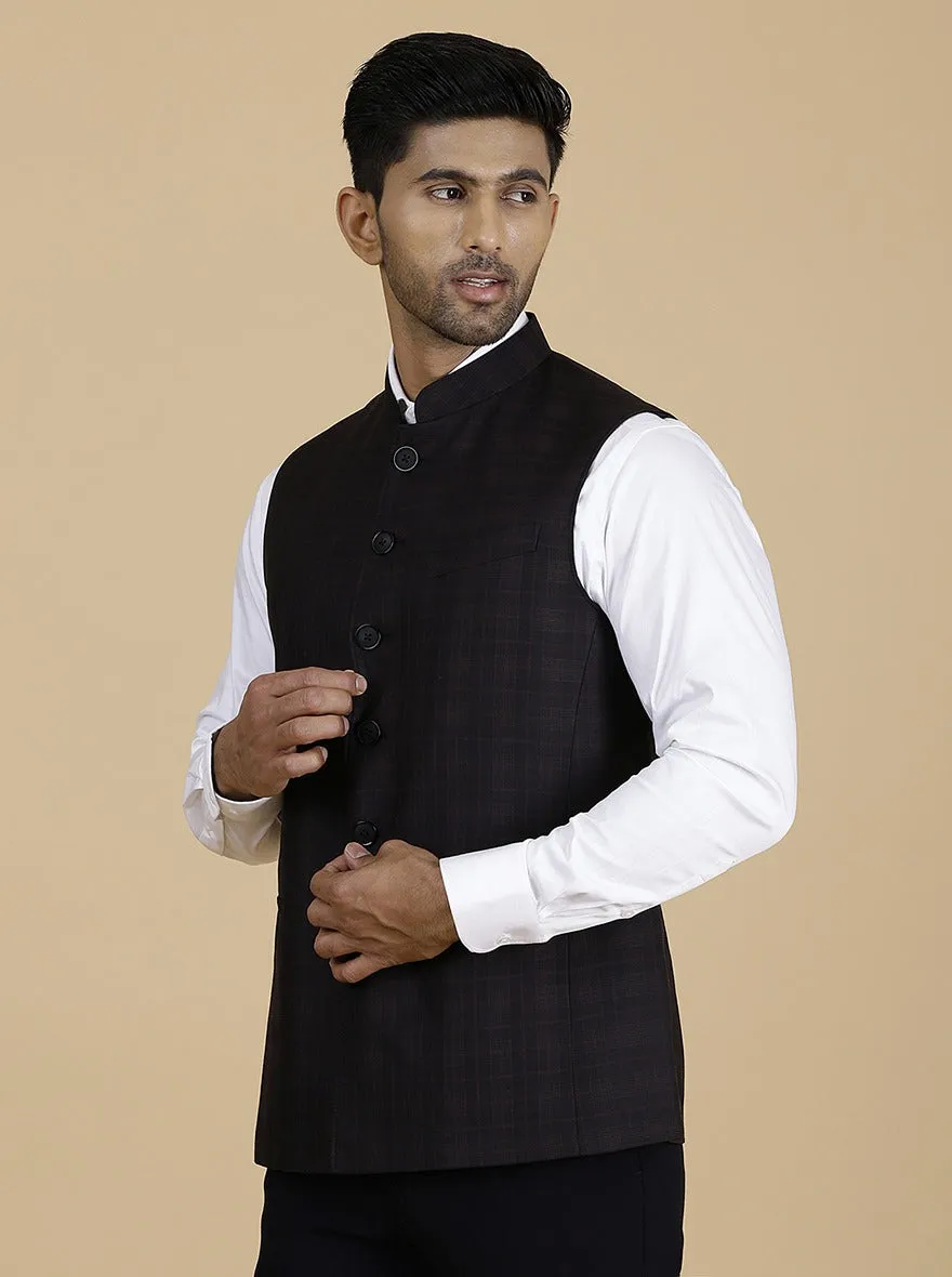 Wine Checked Regular Fit Modi Jacket | JadeBlue