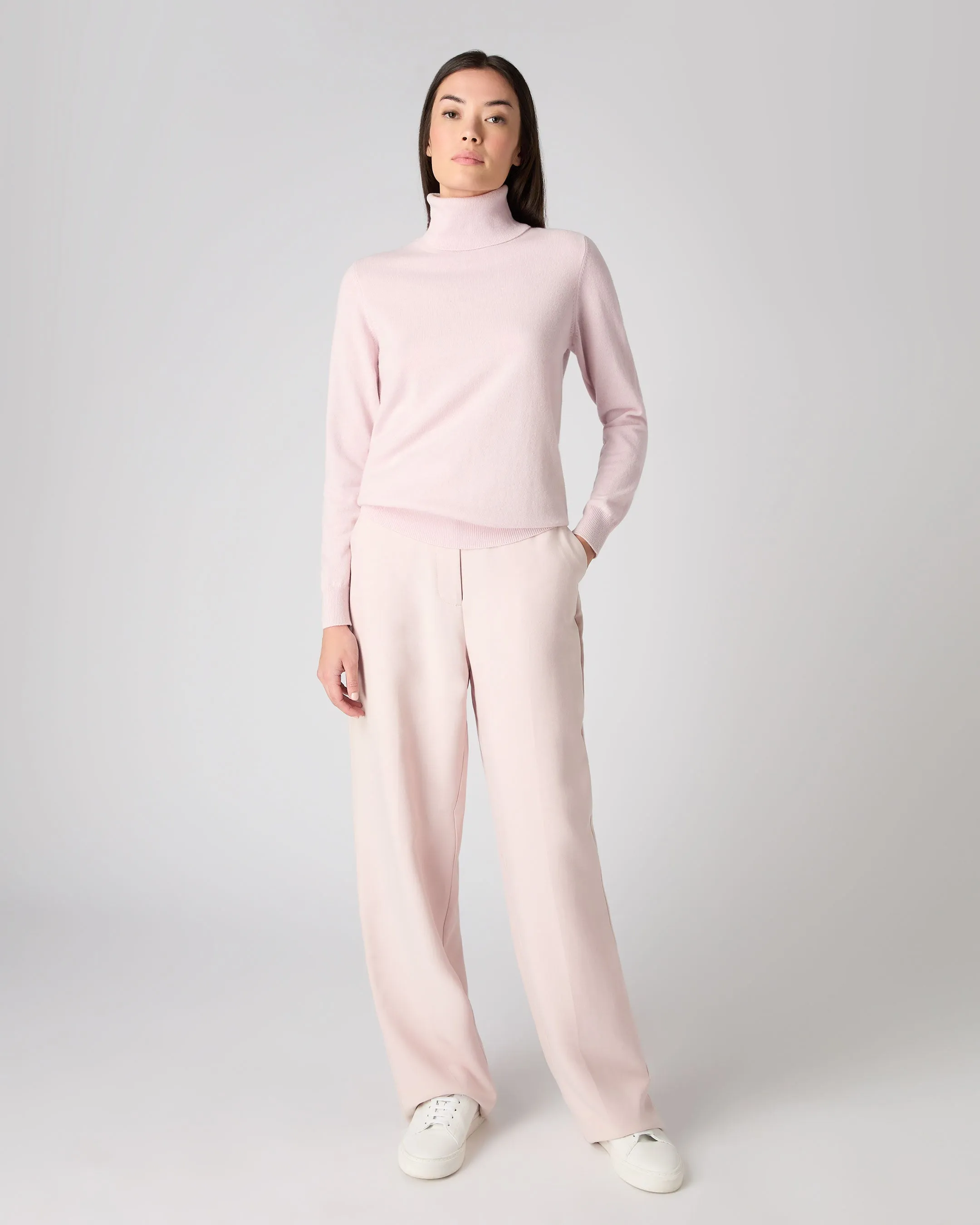 Women's Luna Roll Neck Cashmere Jumper Quartz Pink