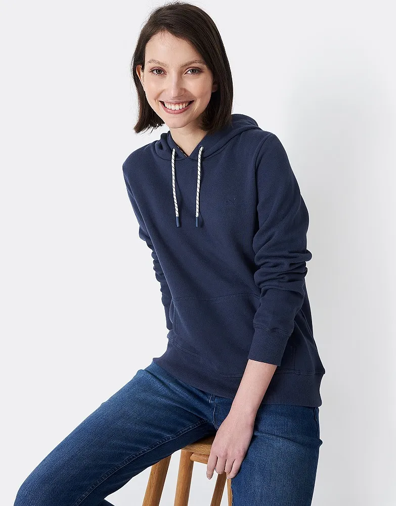 Women's Navy Ash Popover Cotton Hoodie from Crew Clothing Company