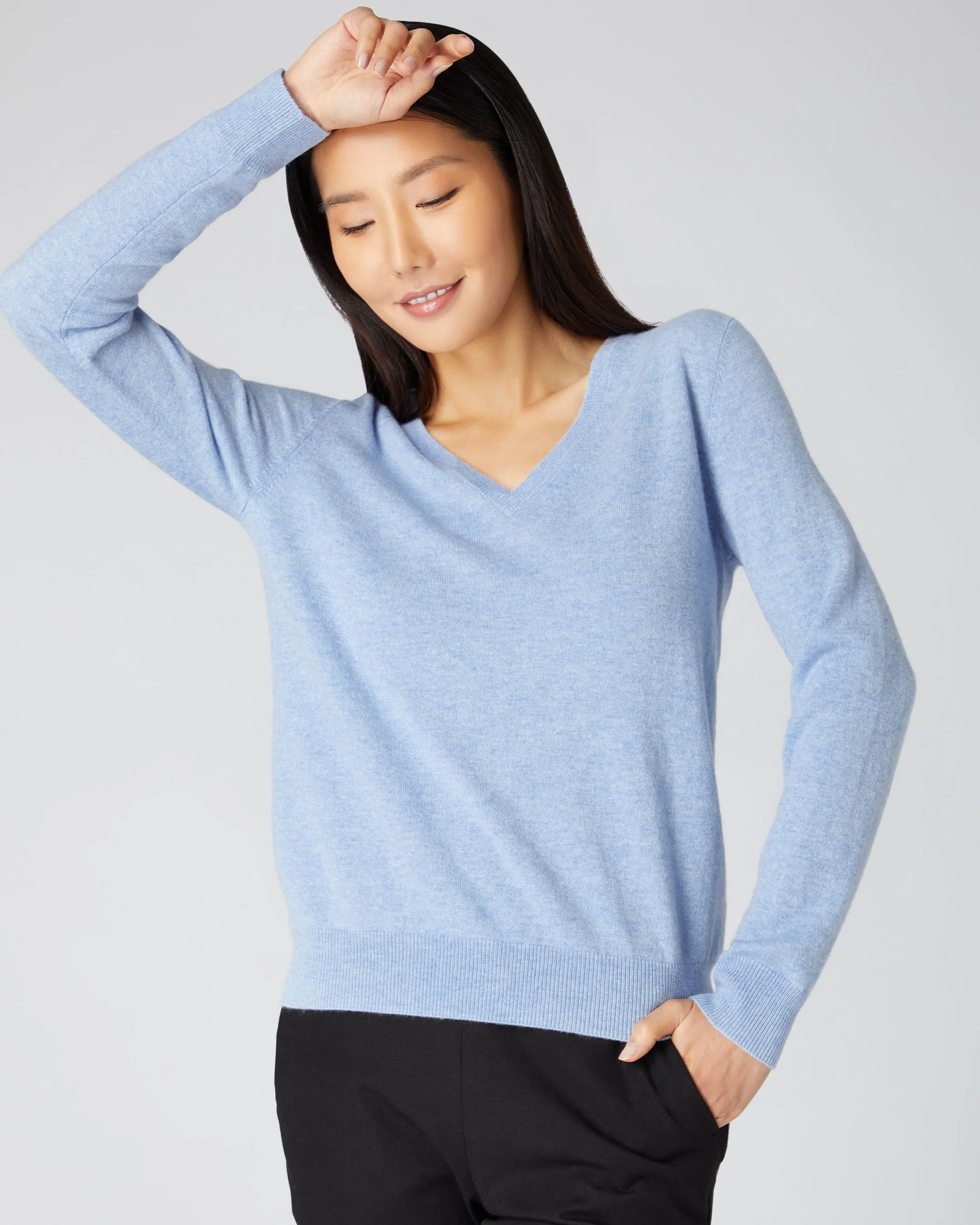 Women's Phoebe V Neck Cashmere Jumper Cornflower Blue