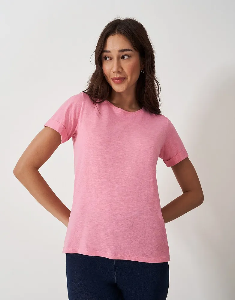 Women's Pink Perfect Crew Slub T-Shirt from Crew Clothing Company