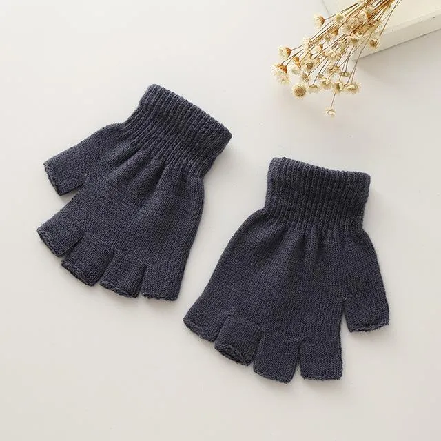 Women's Winter Soft Knitted Elastic Stretch Half Finger Fingerless Gloves