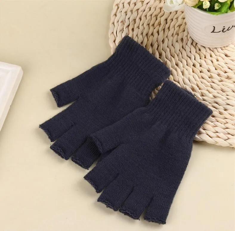 Women's Winter Soft Knitted Elastic Stretch Half Finger Fingerless Gloves