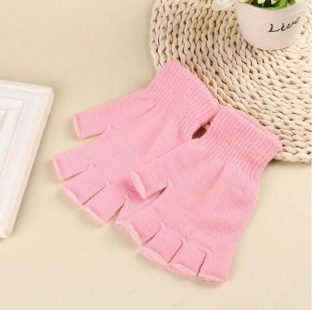 Women's Winter Soft Knitted Elastic Stretch Half Finger Fingerless Gloves