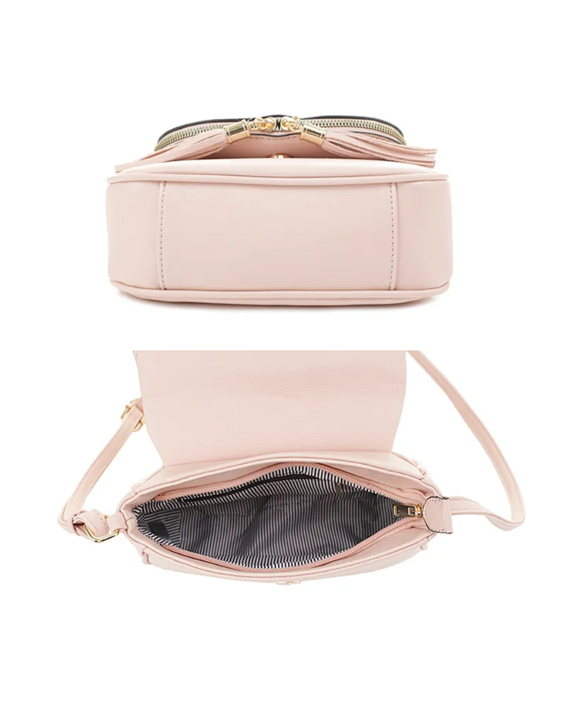 ZIP FLAP HANDBAG WITH TASSEL ZIP